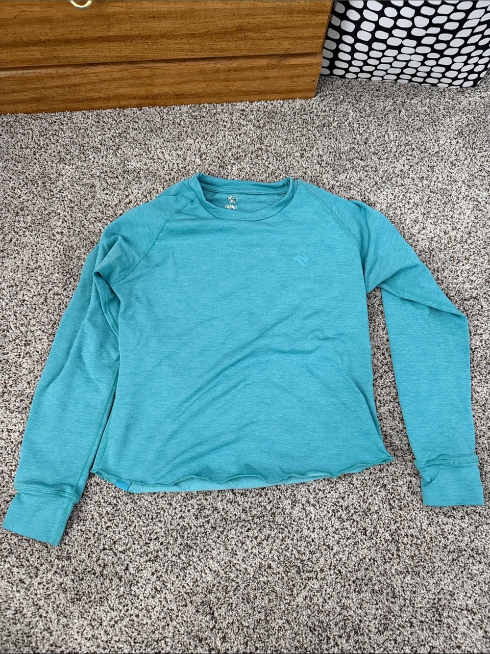 Rabbit Running Teal Long Sleeve Crewneck Pullover